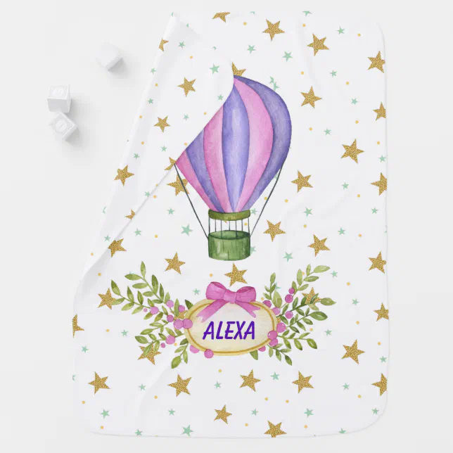 Personalize Hot Air Balloon Baby Blanket | Zazzle