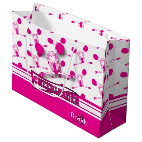 Personalize Hot Pink   Cheerleader Large Gift Bag