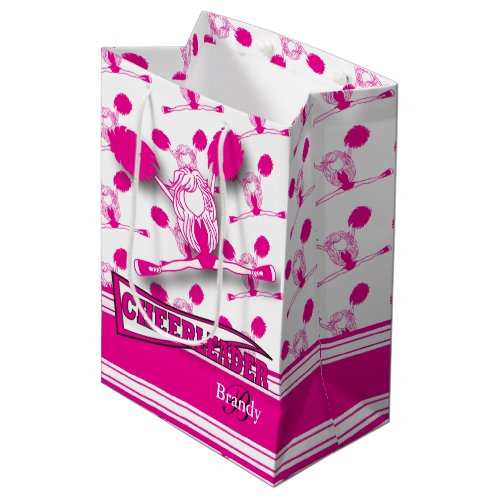Personalize Hot Pink Cheerleader Medium Gift Bag