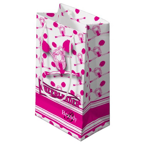 Personalize Hot Pink Cheerleader  Small Gift Bag