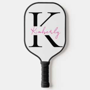 Personalize Hot Pink Script Name  Pickleball Paddle
