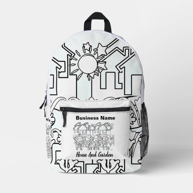 Personalize House And Garden  Printed Backpack (Front)