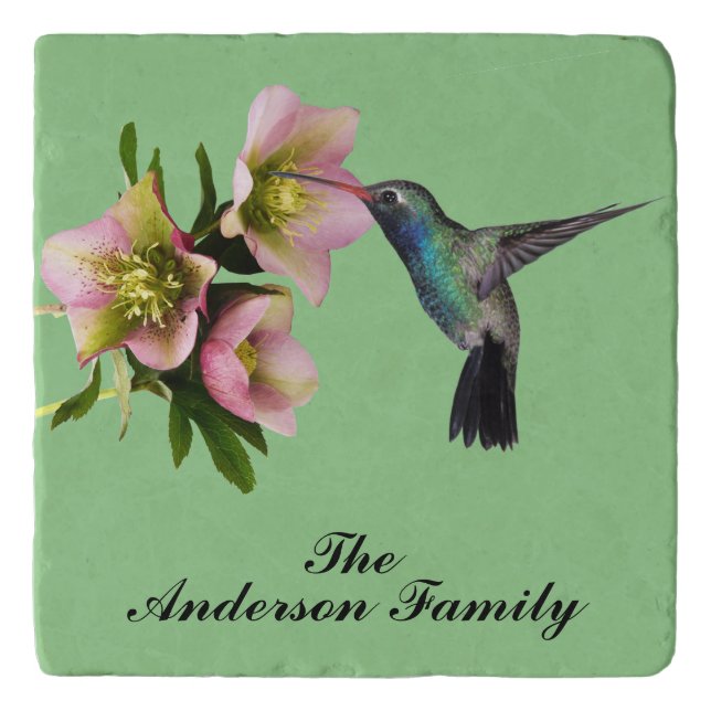 PERSONALIZE HUMMINGBIRD CERAMIC TILE TRIVET (Front)