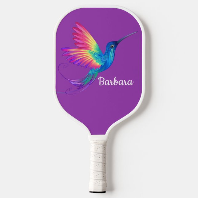 Personalize Hummingbird  Purple Pickleball Paddle (Back)