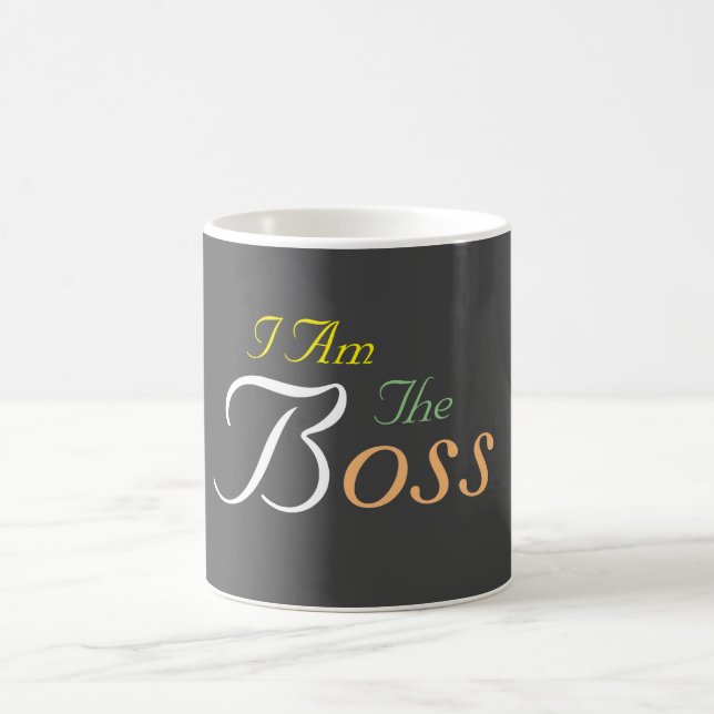 Personalize I Am The Boss Light Gray  Coffee Mug (Center)
