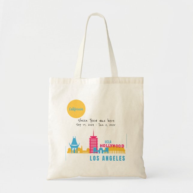 Personalize I Was Here Los Angeles, California Tote Bag (Front)