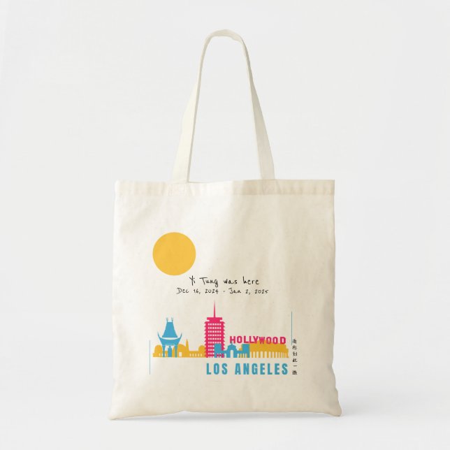 Personalize I Was Here Los Angeles, California Tote Bag (Front)