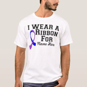 Personalize I Wear a Blue and Purple Ribbon T-Shirt