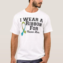 Personalize I Wear a Green and Teal Ribbon T-Shirt