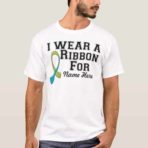 Personalize I Wear a Green and Teal Ribbon T_Shirt