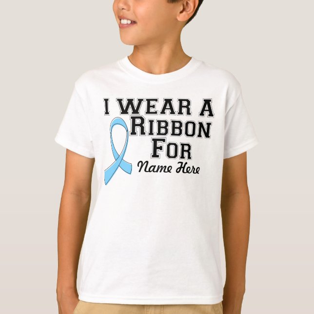 Personalize I Wear a Light Blue Ribbon T-Shirt (Front)