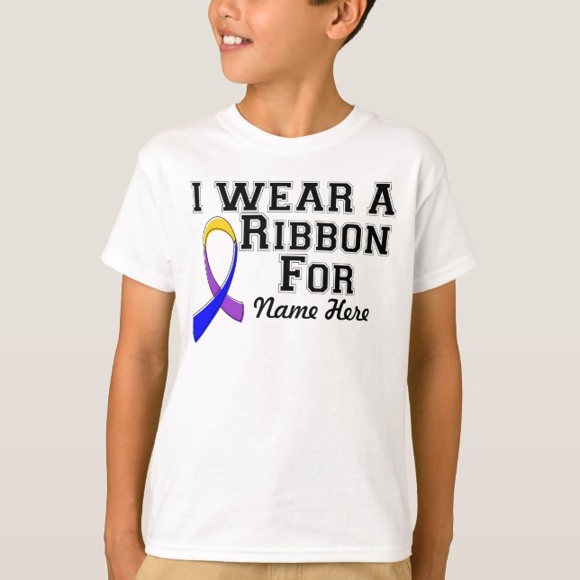 Personalize I Wear a Marigold Blue Purple Ribbon T-Shirt (Front)