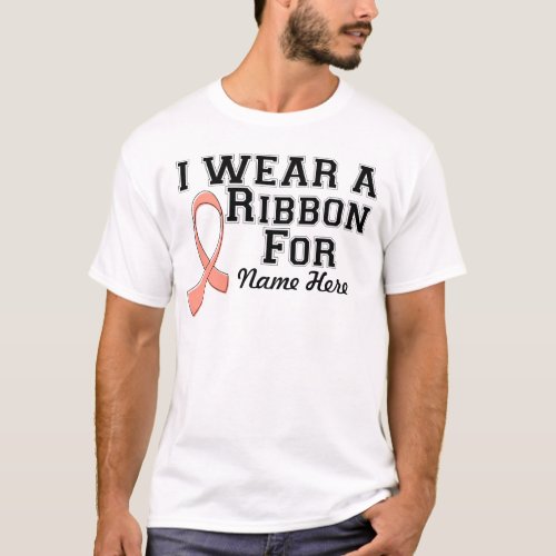 Personalize I Wear a Peach Ribbon T_Shirt