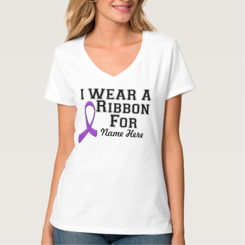 Personalize I Wear a Purple Ribbon T_Shirt