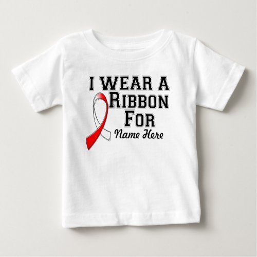Personalize I Wear a Red and White Ribbon Baby T_Shirt