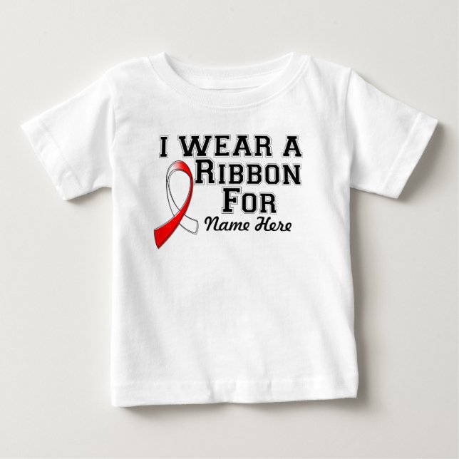 Personalize I Wear a Red and White Ribbon Baby T-Shirt (Front)