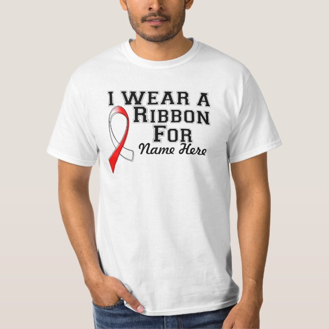 Personalize I Wear a Red and White Ribbon T-Shirt (Front)