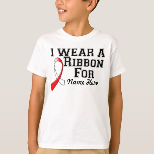 Personalize I Wear a Red and White Ribbon T_Shirt