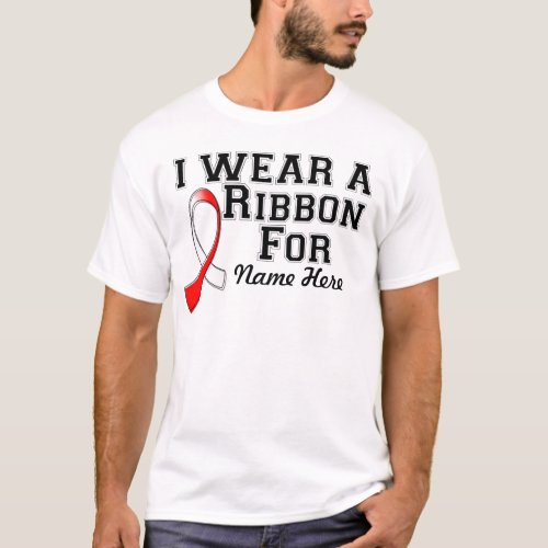 Personalize I Wear a Red and White Ribbon T_Shirt
