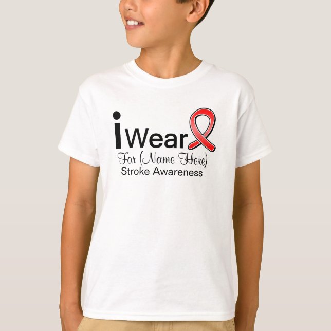 Personalize I Wear a Stroke Awareness Ribbon T-Shirt (Front)