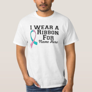 Personalize I Wear a Teal and Pink Ribbon T-Shirt