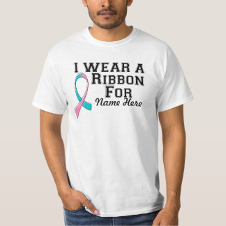 Personalize I Wear a Teal and Pink Ribbon T-Shirt