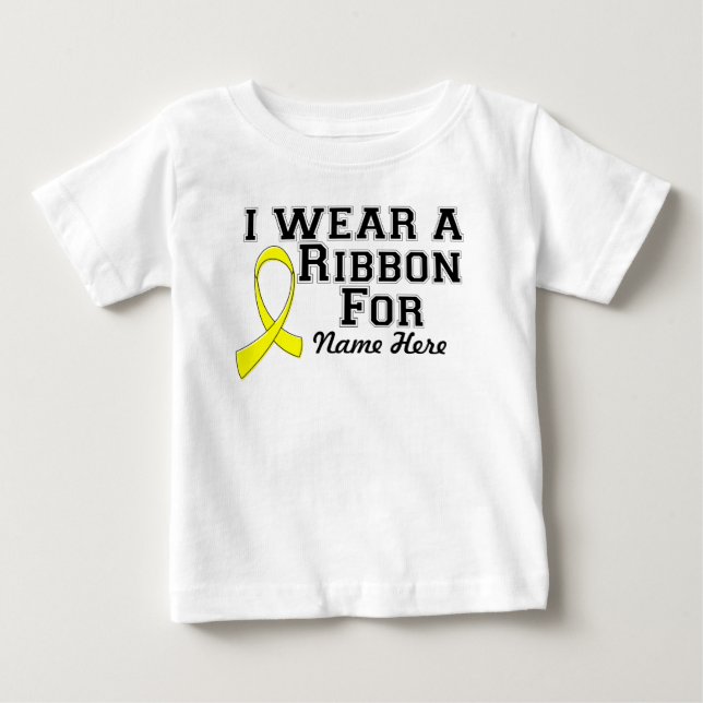 Personalize I Wear a Yellow Ribbon Baby T-Shirt (Front)