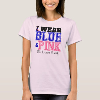 Personalize I Wear Blue & Pink Male Breast Cancer T-Shirt