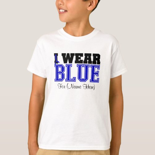 Personalize I Wear Blue Ribbon Colon Cancer T_Shirt