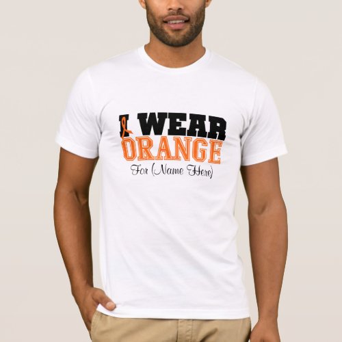 Personalize I Wear Orange Ribbon Leukemia T_Shirt