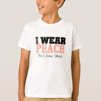 Personalize I Wear Peach Ribbon Uterine Cancer T-Shirt
