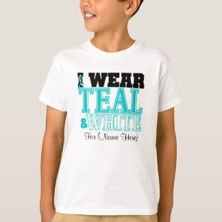 Personalize I Wear Teal and White Cervical Cancer T-Shirt