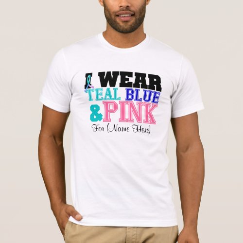 Personalize I Wear Teal Pink  Blue Thyroid Cancer T_Shirt
