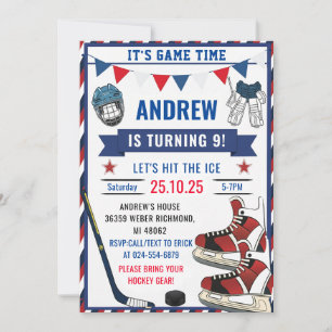 Personalize Ice Hockey Birthday Sports Party Invitation