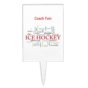 Personalize, Ice Hockey Coach Thank You in Words Cake Topper