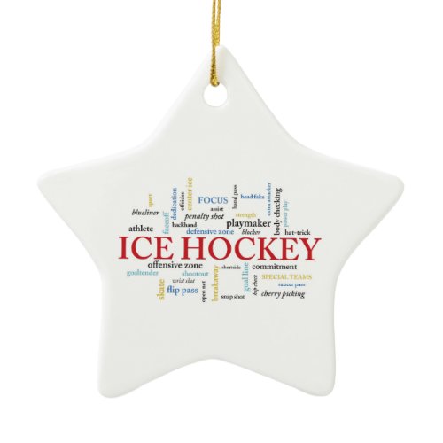 Personalize, Ice Hockey Coach Thank You in Words Ceramic Ornament