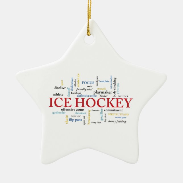 Personalize, Ice Hockey Coach Thank You in Words Ceramic Ornament (Front)