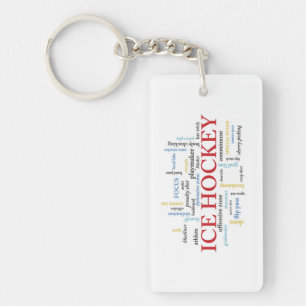 Personalize, Ice Hockey Coach Thank You in Words Keychain