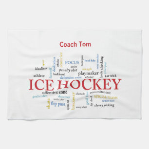 Personalize, Ice Hockey Coach Thank You in Words Kitchen Towel