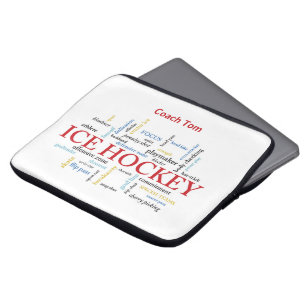 Personalize, Ice Hockey Coach Thank You in Words Laptop Sleeve