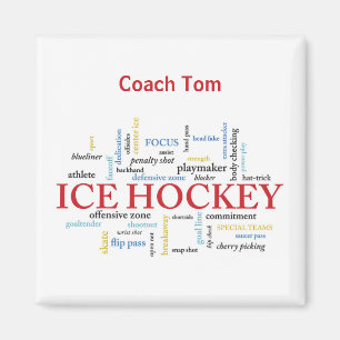 Personalize, Ice Hockey Coach Thank You in Words Magnet