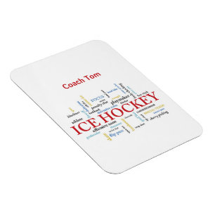 Personalize, Ice Hockey Coach Thank You in Words Magnet