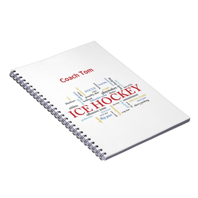 Personalize, Ice Hockey Coach Thank You in Words Notebook (Right Side)