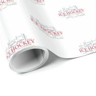 Personalize, Ice Hockey Coach Thank You in Words Wrapping Paper