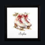 Personalize Ice Skating Keepsake Gift Box<br><div class="desc">Cute keepsake jewelry gift box featuring a pair of ice skates with red bow laces and greenery.  Customize with ice skater’s name.</div>