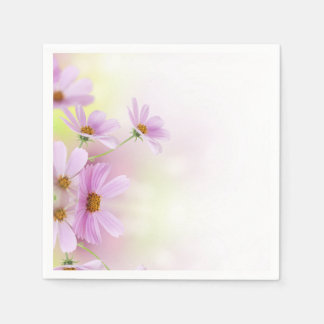 Personalize Image & Pink Flower Watercolor Napkins