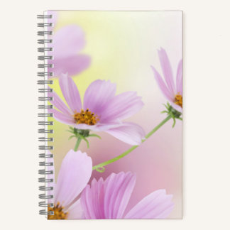 Personalize Image & Pink Flower Watercolor Notebook