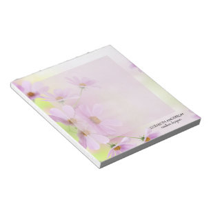 Personalize Image & Pink Flower Watercolor Notepad