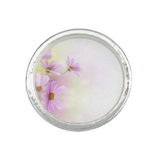 Personalize Image & Pink Flower Watercolor Ring