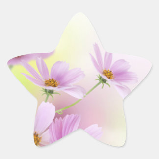 Personalize Image & Pink Flower Watercolor Star Sticker